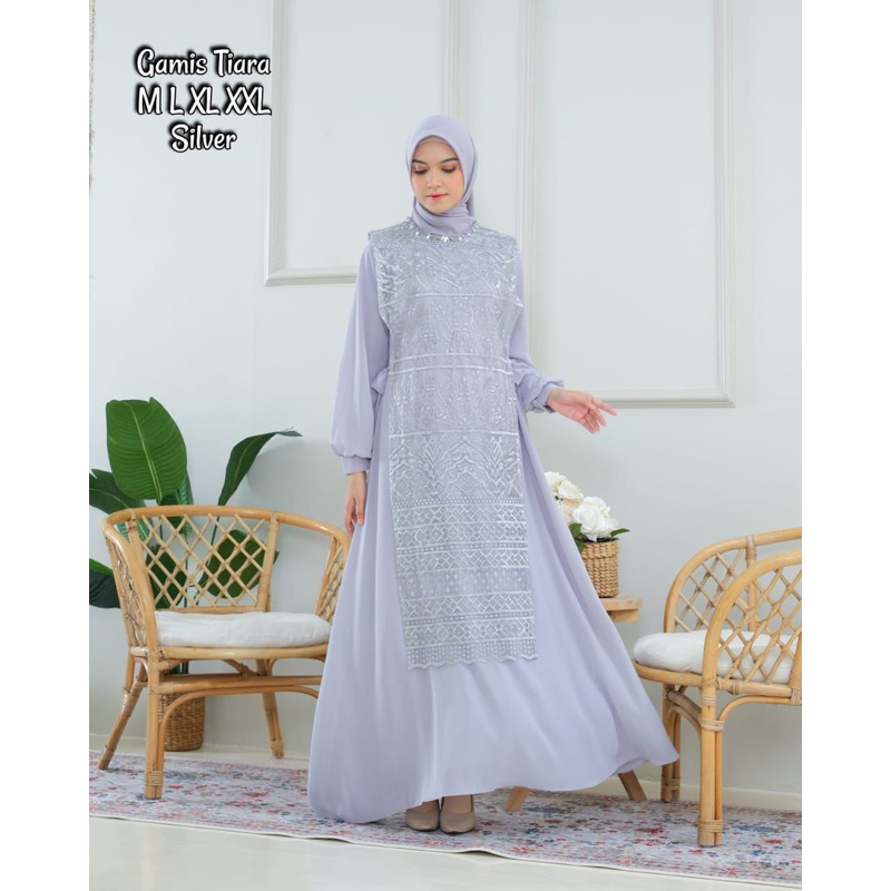 Permata Olshop / Gamis Kebaya Tiara / Gamis Modern / Gamis Pesta Mewah / Gamis Rompi Outer