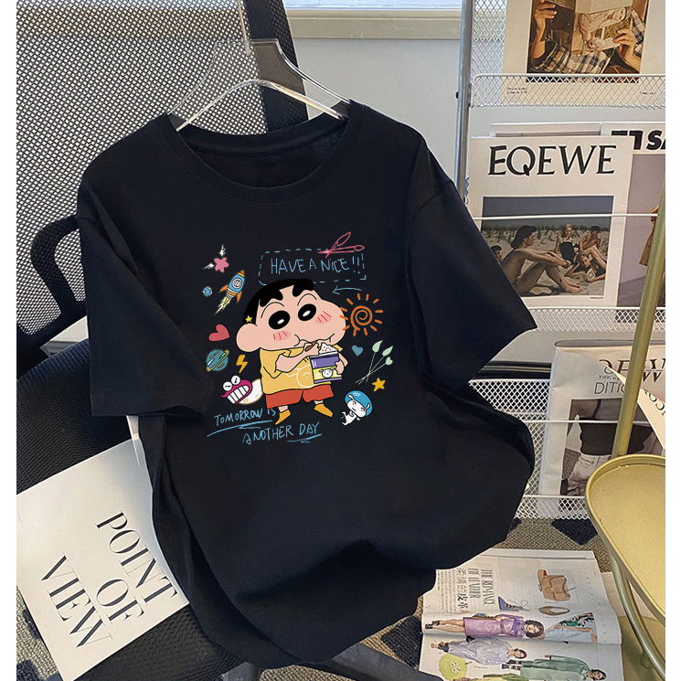 T Shirt Korean Style Crayon Shin-chan Kaos Oversize Baju Wanita Kekinian Fashion