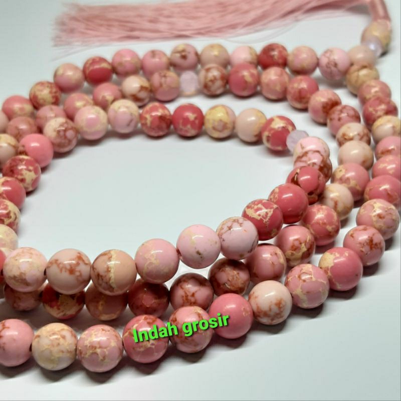 Tasbih batu firus nivada pink 8mm 99butir natural