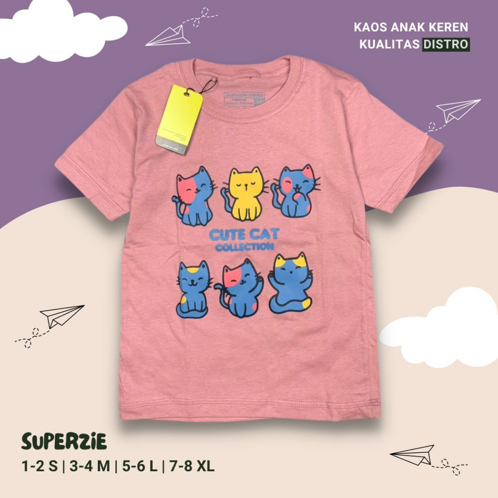 Kaos Distro Anak perempuan Kucing Cat ANAK PEREMPUAN  RESELLER MURAH CUTE CAT KUCING DUSTY ABADI GROSIR