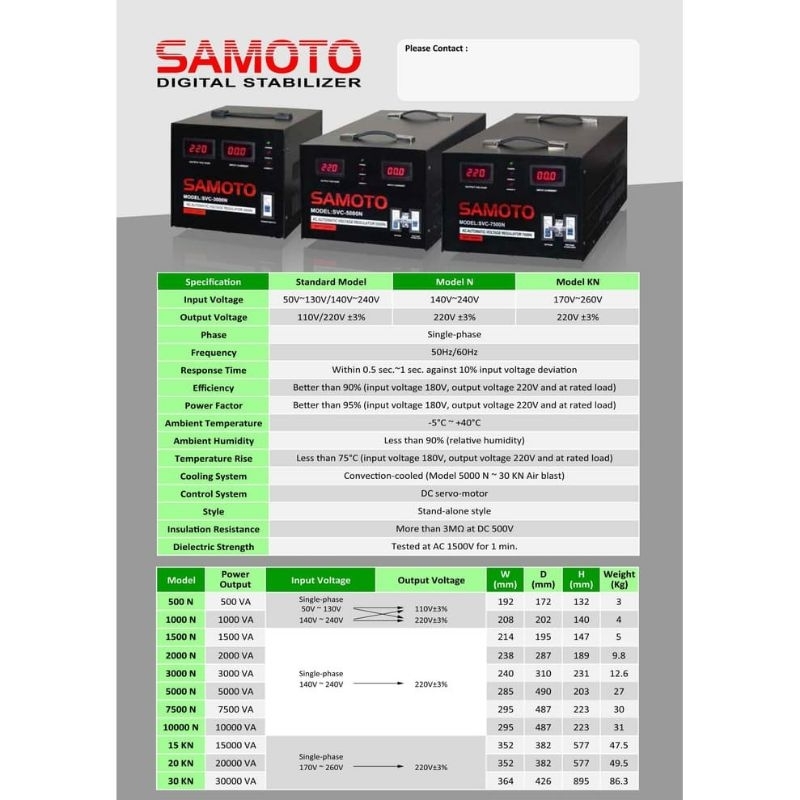 Stabilizer SAMOTO SVC-3000N/SMT-3000VA Soft Start