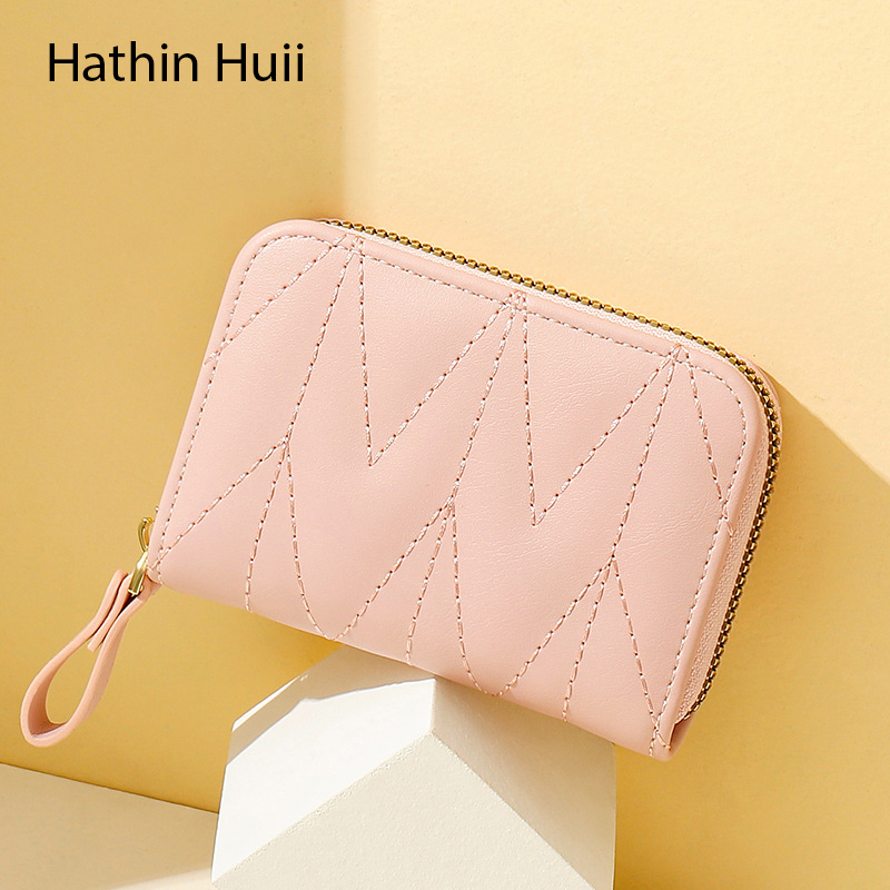 Hathin muii - Dompet Kartu Wanita KOREA IMPORT PU Leather Premium wallet Gemma Quilted Dompet wanita MINI RESLETING FASHION SHORT CARD Wallet