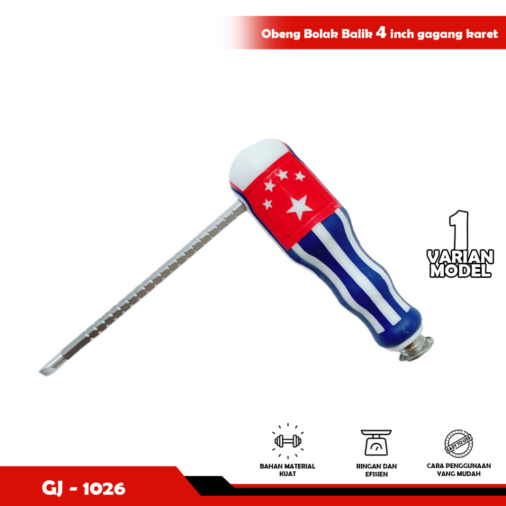 Obeng 3-way Gg. Karet Usa Cr-v &quot;Rival&quot;-screwdriver OBENG BOLAK BALIK-YOSINOGAWA