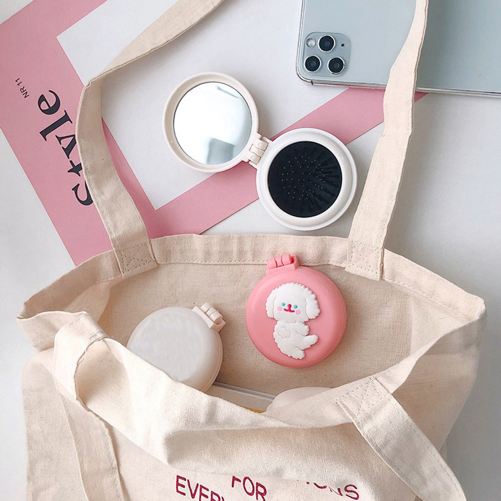 cermin dan sisir lucu Cermin kartun bulat kaca rias mini Souvenir Pernikahan