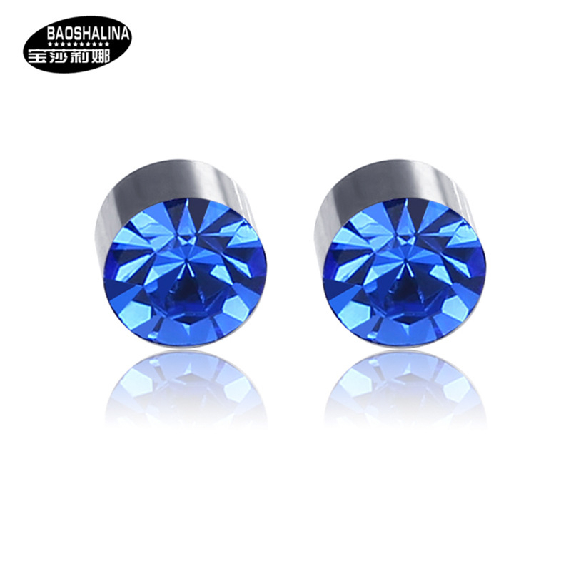 Versi korea anting batu penyerap besi magnetik 3mm berlian imitasi tanpa tindik anting magnet bulat mode anting magnet pria anting magnet pria