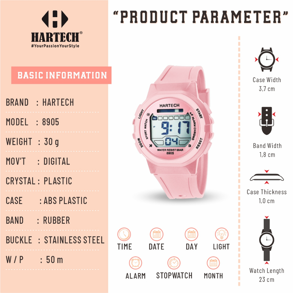 HARTECH LCD 8905 Jam Tangan Sport Wanita