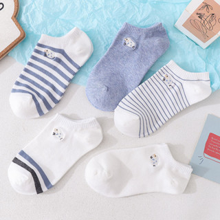 GO!KK1257 Kaos Kaki Wanita Pria Pendek Unisex Semata Kaki Ankle Motif Bird Biru Muda Socks Korean