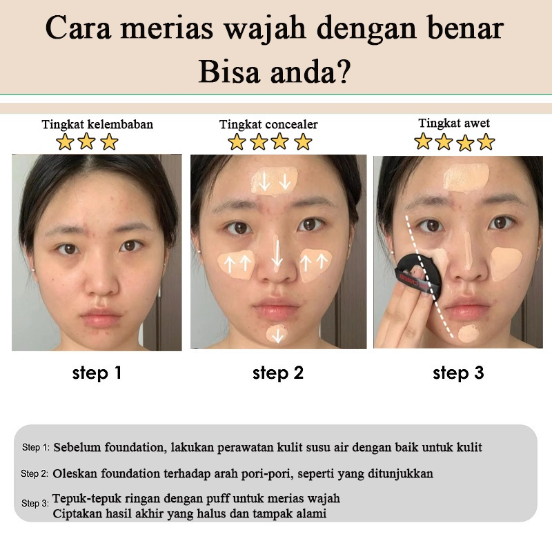Liquid Foundation krim bb Concealer Foundation Cair Tahan Air Foundation Cair 40ml Tahan Lama 24 Jam Full Coverage