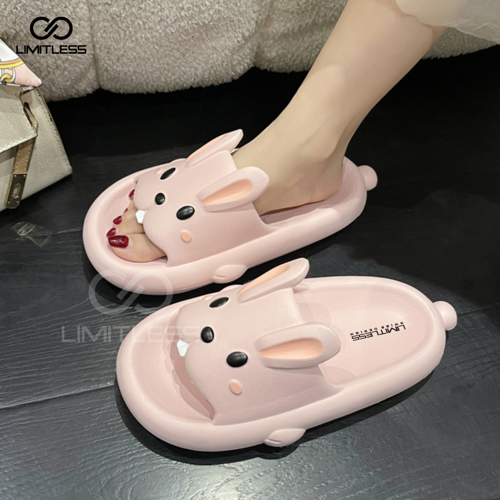 Sandal Wanita Rabbit Selop Terbaru 2023 Kekinian Premium Sendal Wanita Kelinci Rumah Empuk Lucu