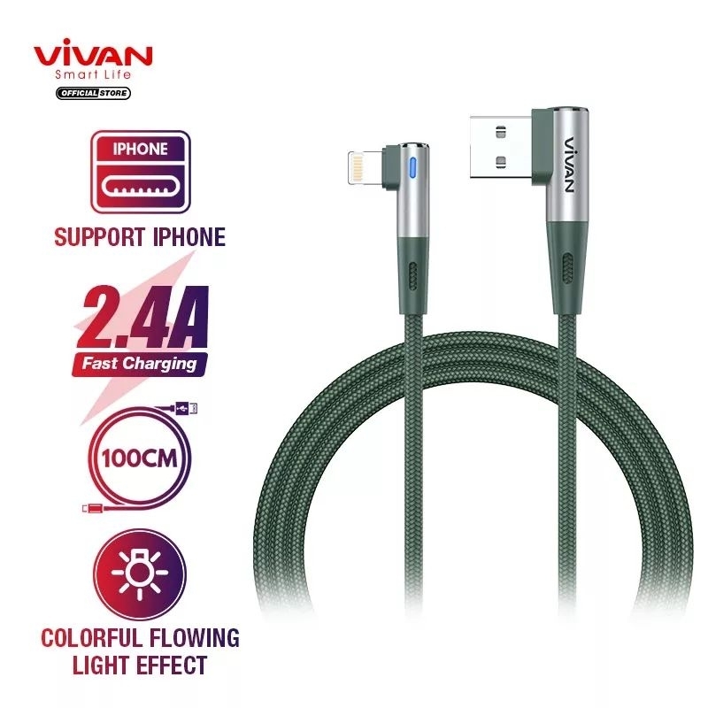 Vivan BWL100 Kabel Data Charger Lightning iPhone Elbow Gaming Design