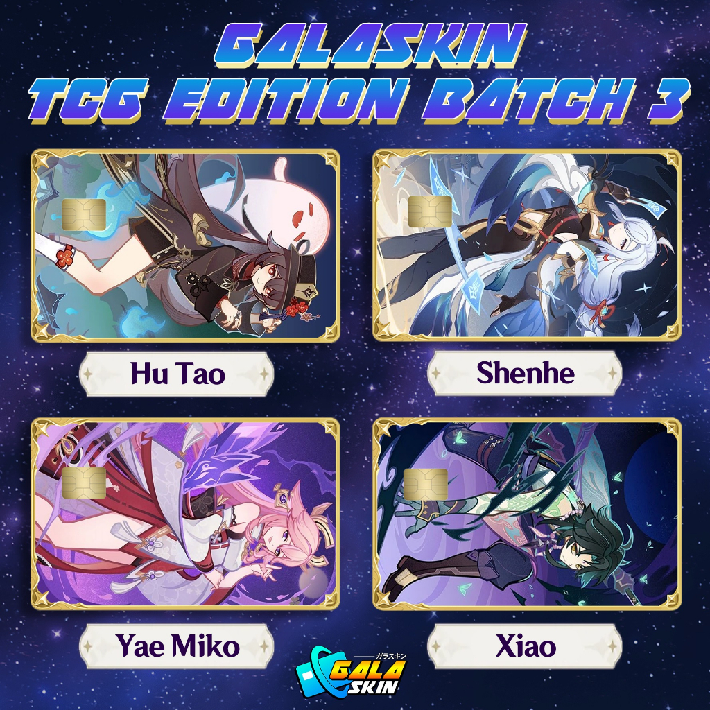 Stiker Sticker Skin Kartu Atm Genshin Impact Hu Tao Yae Miko Xiao Shenhe TCG Special Hologram AR | G
