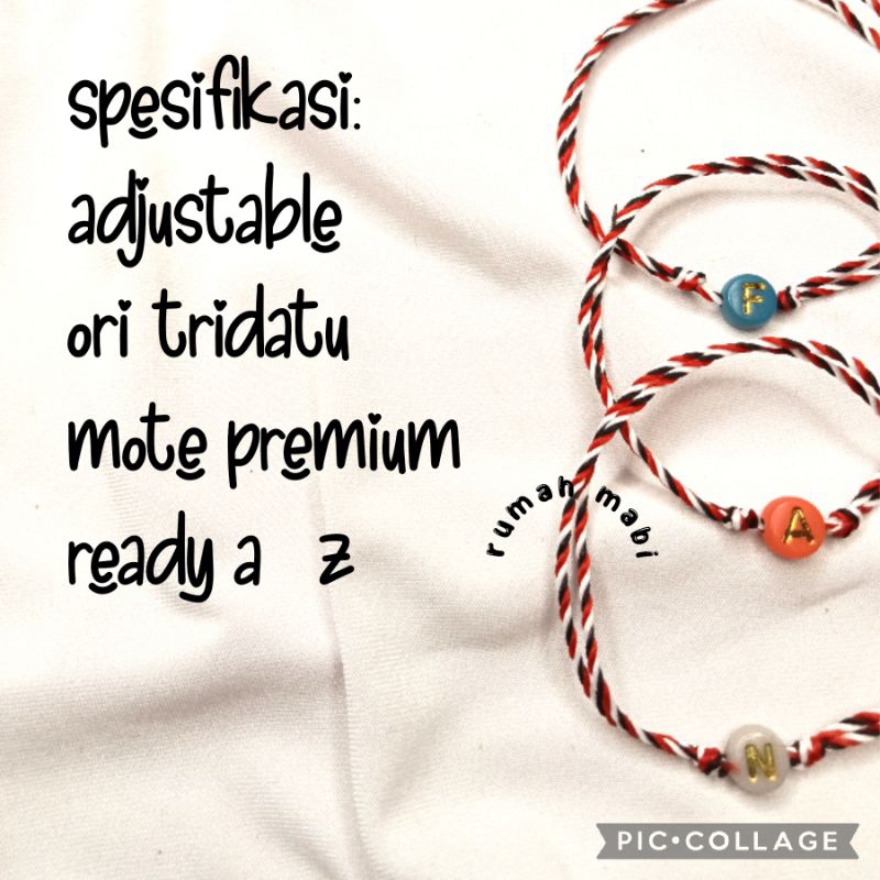 Gelang Tridatu inisial Mote gold doff premium! bonus tanpa minimal pembelian!