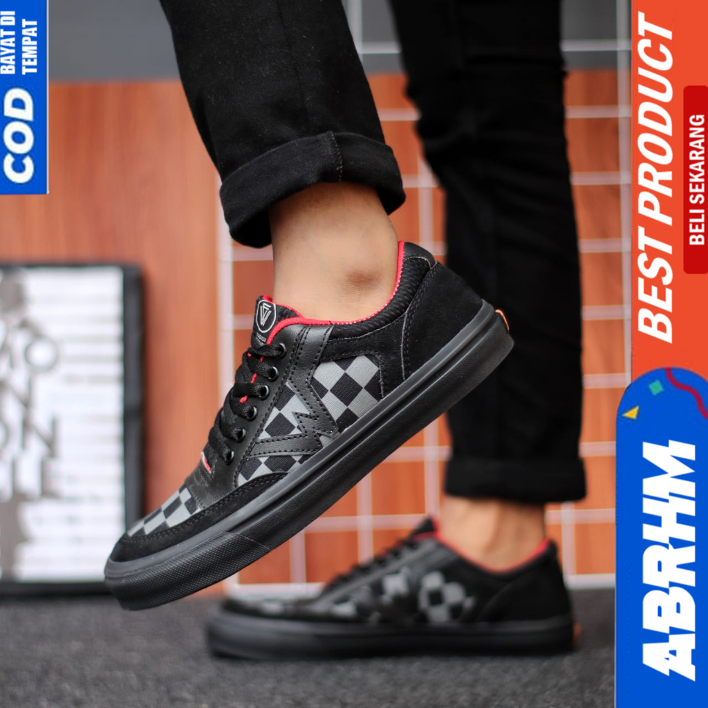 ABRHM Sepatu Sneakers Ukuran Besar 38-47 Hitam Sekolah Pria