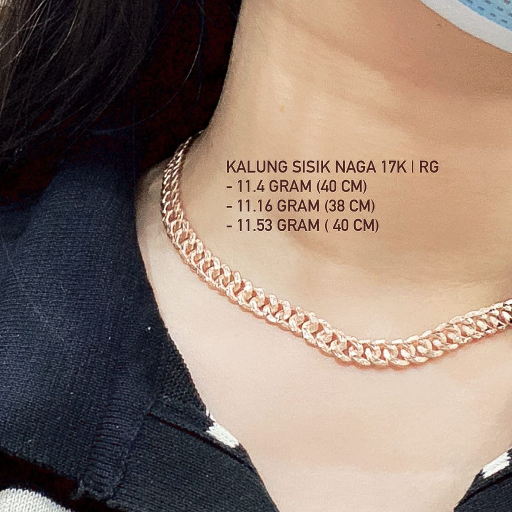 Kalung anak dan dewasa emas asli kadar 75 17k sisik naga rosegold lepes ukir branded rantai aesthetic pendek