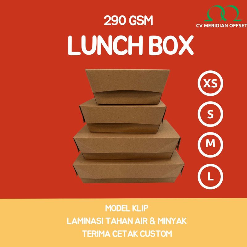 

Paper Lunch Box Dus Makanan Kemasan packaging makanan Coklat Laminasi Ukuran L M S XS