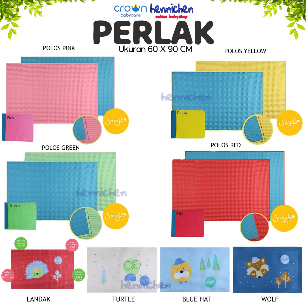 CROWN Perlak karet motif perlak snuggle printed rubber cot sheet CR3938