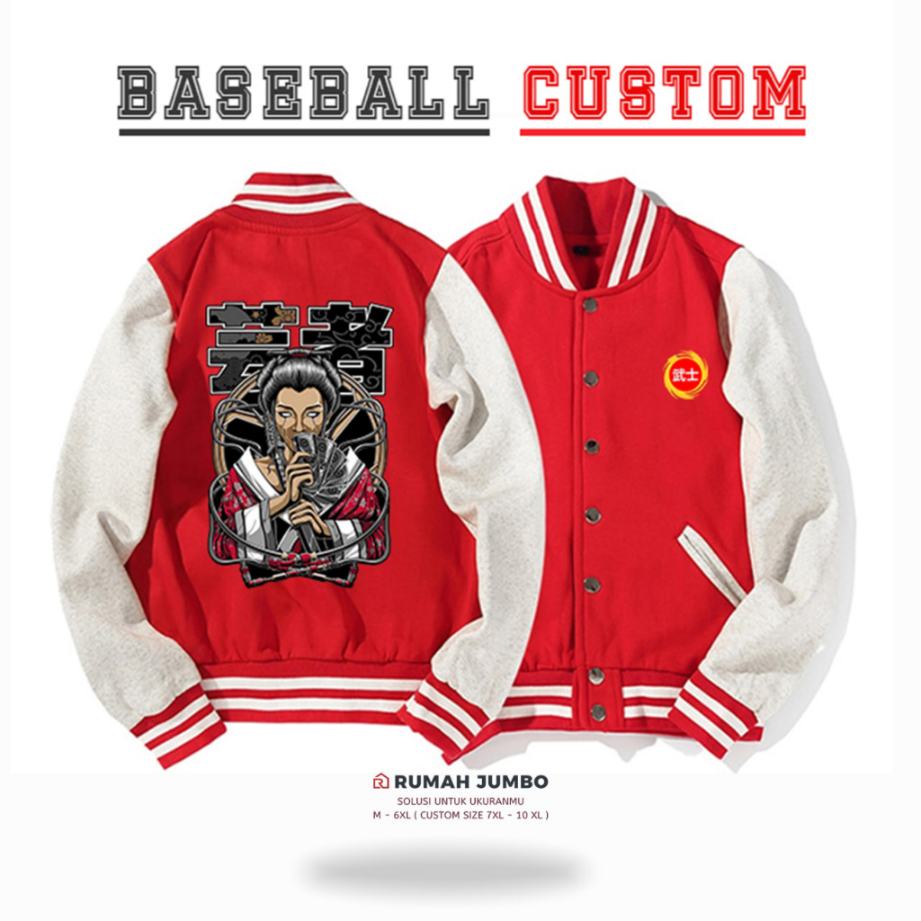 Jaket Bomber Varsity Baseball Oversize (M - 6XL) Jaket Custom