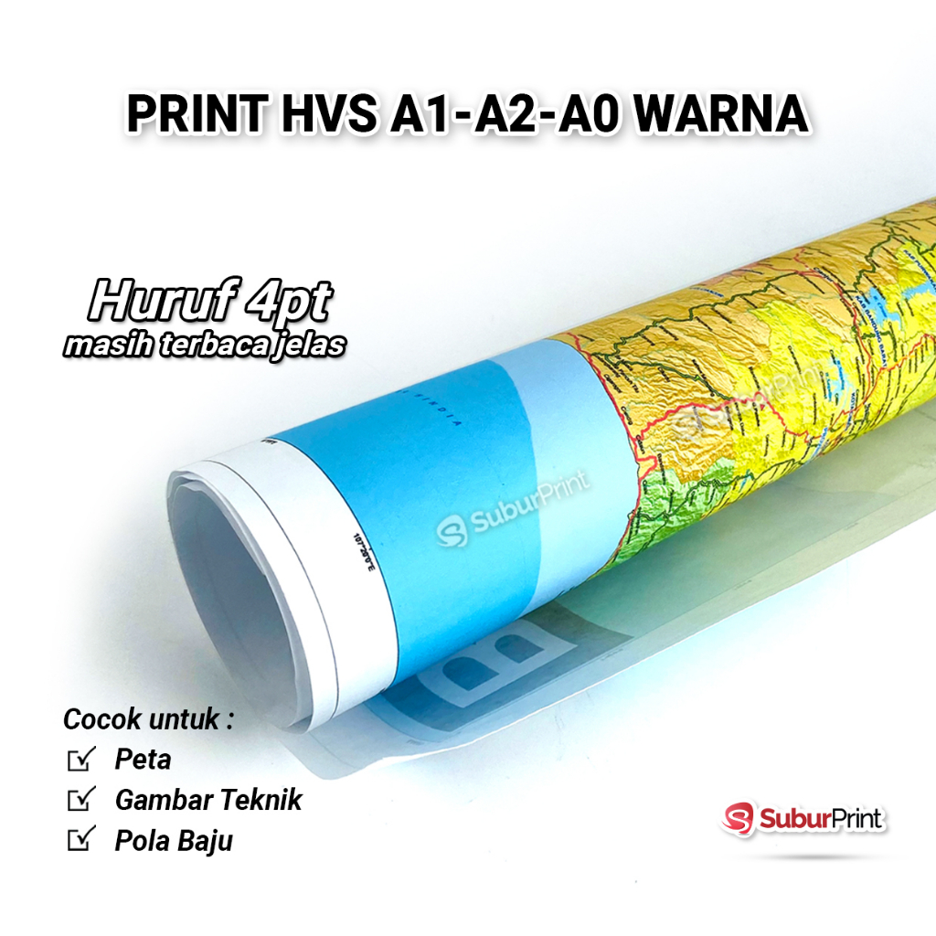 

Print Cetak HVS Ukuran Besar A2 A1 A0 Berwarna Cocok untuk Peta Gambar Teknik dan Denah