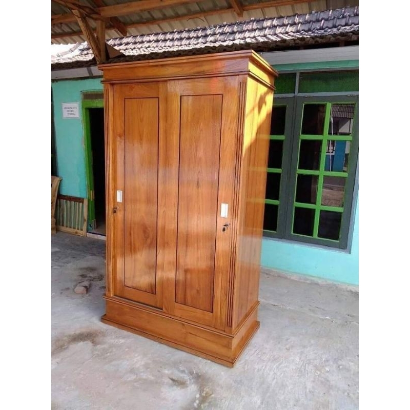 Lemari Pintu 2 Sleding Kayu Jati