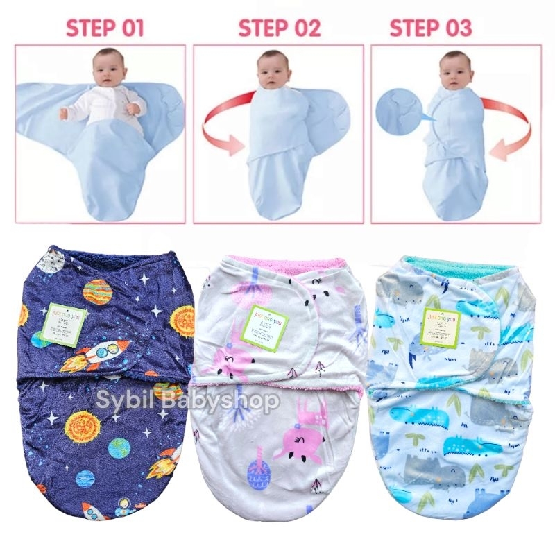 Baby Swaddle Selimut Bayi Instant Fleece Carter Lembut Halus Bedong Instant Perekat Sweddle Me Baby Newborn Sleepingbag