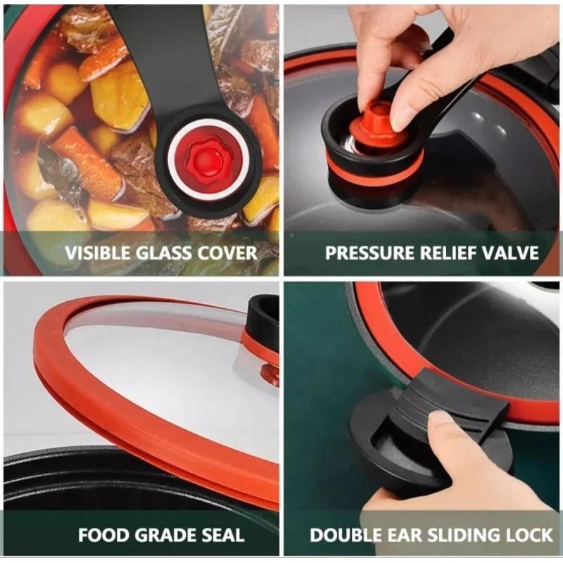 Panci Presto 24 cm Anti Lengket 3.5 Liter Low Pressure Cooker Micro Pot Teflon Pelunak Daging Non-Stick 3.5L Multifungsi Bisa Untuk Kado Pernikahan