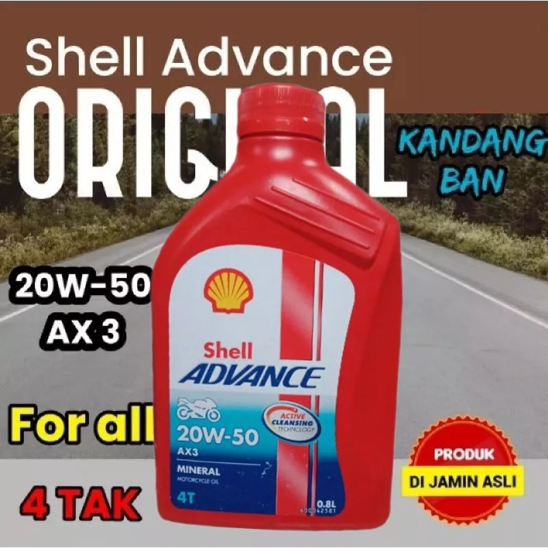 OLI SHELL ADVANCE AX3 4T 20-50 0.8L , FOR ALL BEBEK HONDA, YAMAHA, SUZUKI DLL