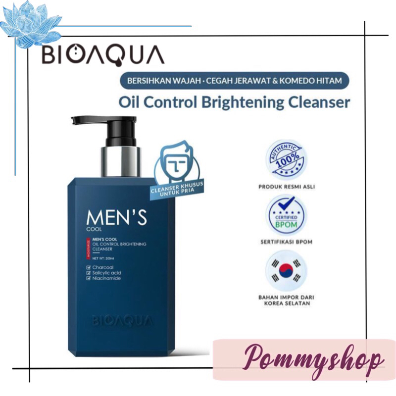 Bioaqua Men's Cool Oil Control Brightening Cleanser 200ml / Sabun Cuci Muka