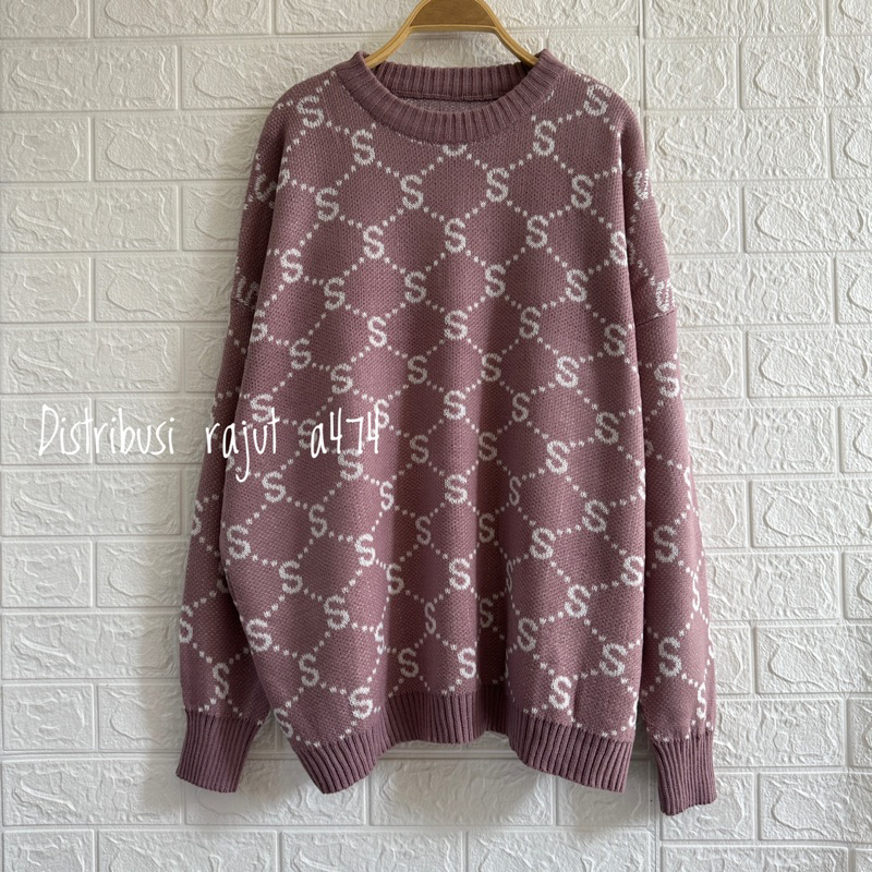 SWEATER RAJUT BLOUSE BANGKOK  BIG SIZE SWEATER RAJUT OVERSIZE  MOTIF WANITA LENGAN PANJANG