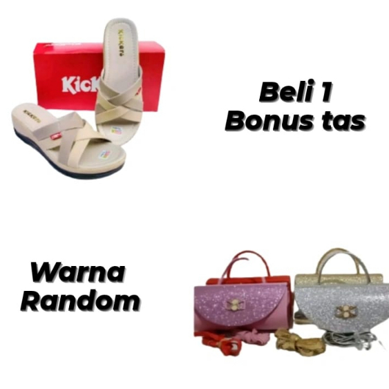 Sandal Wedges Wanita Kickers Sandal Wanita Kekinian Beli 1 Bonus 1