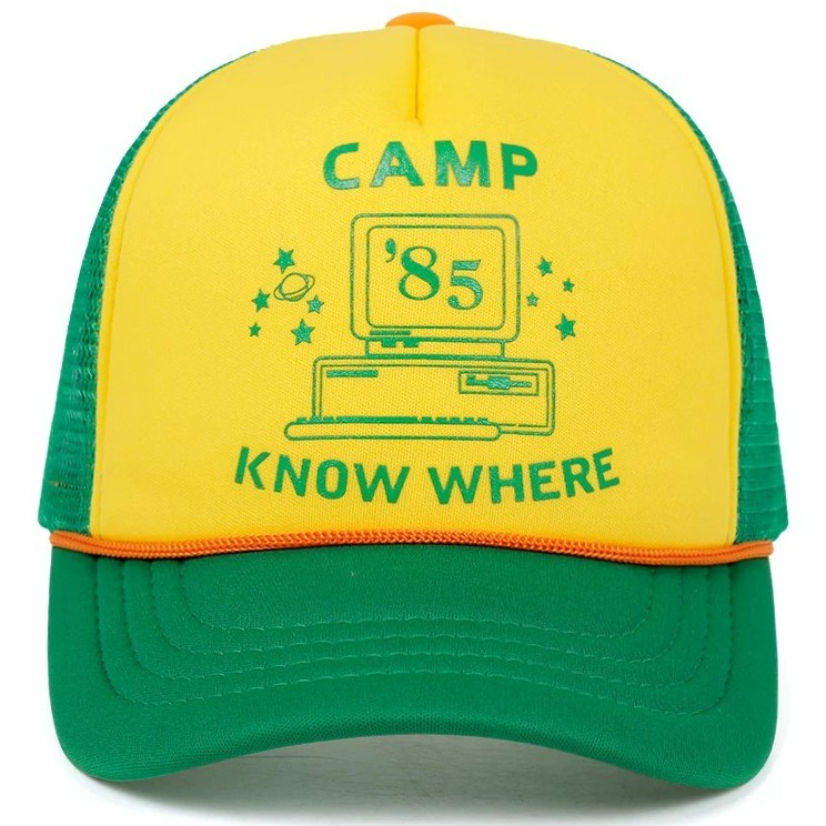 topi Trucker jaring Retro untuk pria dan wanita kuning hijau