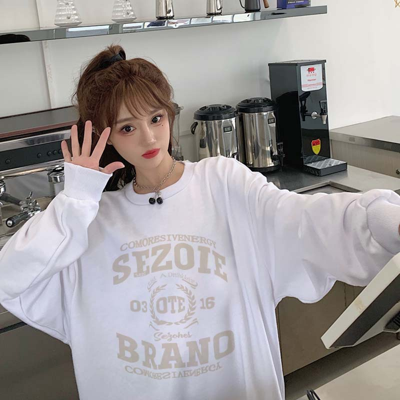 Sweater Oversize Cartoon Letter / Sweater Hitam