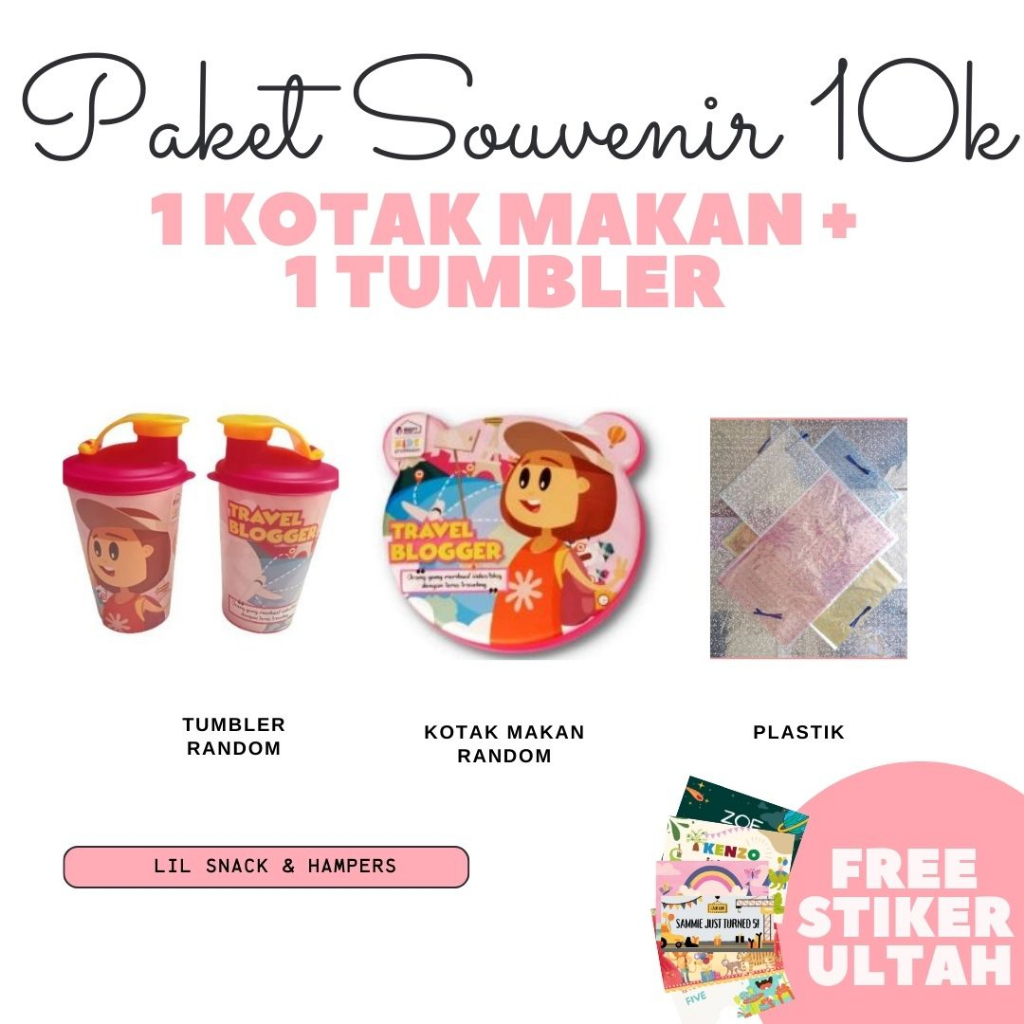 

LILSNACK - Paket Set Souvenir Kotak Makan dan Tumbler Ulang Tahun Anak Murah - Paket Kotak Makan Tumbler 10 Ribu