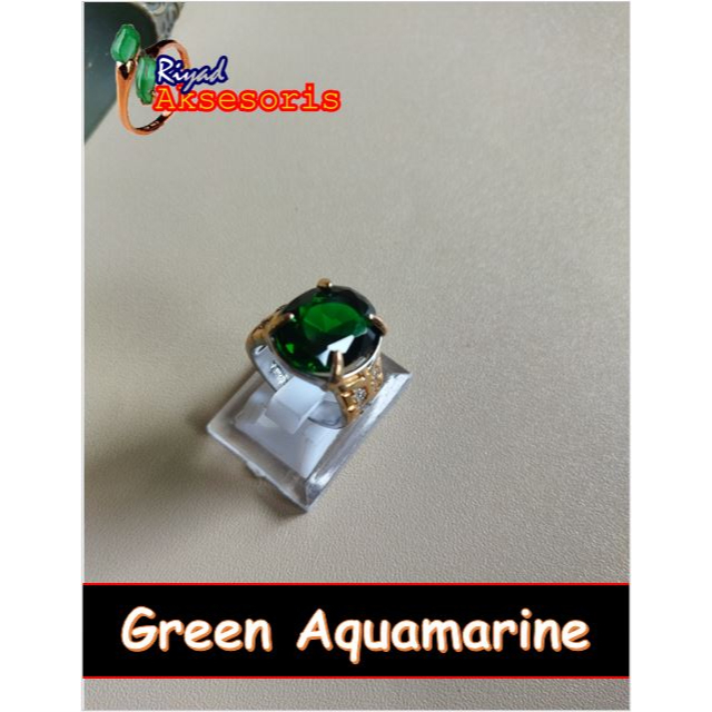 Cincin Batu Akik Green Aquamarine (S)