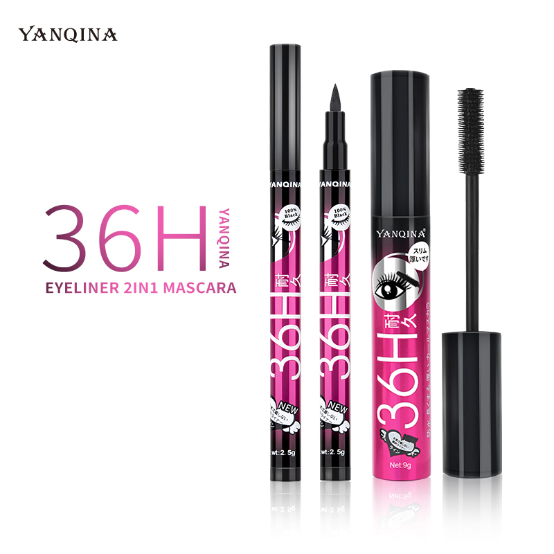 （COD）Kombinasi Maskara Eyeliner 2 pcs Perangkat Makeup 36H Tahan Air Tanpa Noda mascara waterproof mascara ql mascara alis mascara