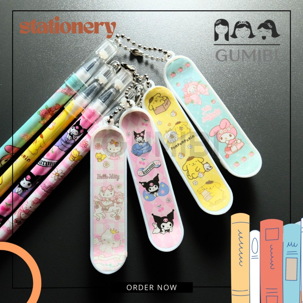 

(12PCS) PULPEN GANTUNGAN SKATEBOARD SANRIO PULPEN LUCU HARGA GROSIR LUSINAN SANRIO