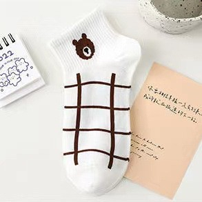 GO!KK1251 Kaos Kaki Motif Beruang Bear Putih Fashion Pendek Ankle Semata Kaki Socks Korean Model Cute