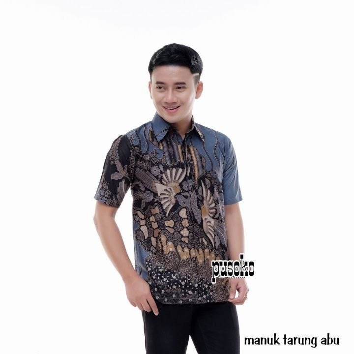 Cemen Batik HRB026 Kenongo Kemeja Tosca Pendek Pekalongan Padi M L Xl Sogan Tulis Halus Kemeja Batik