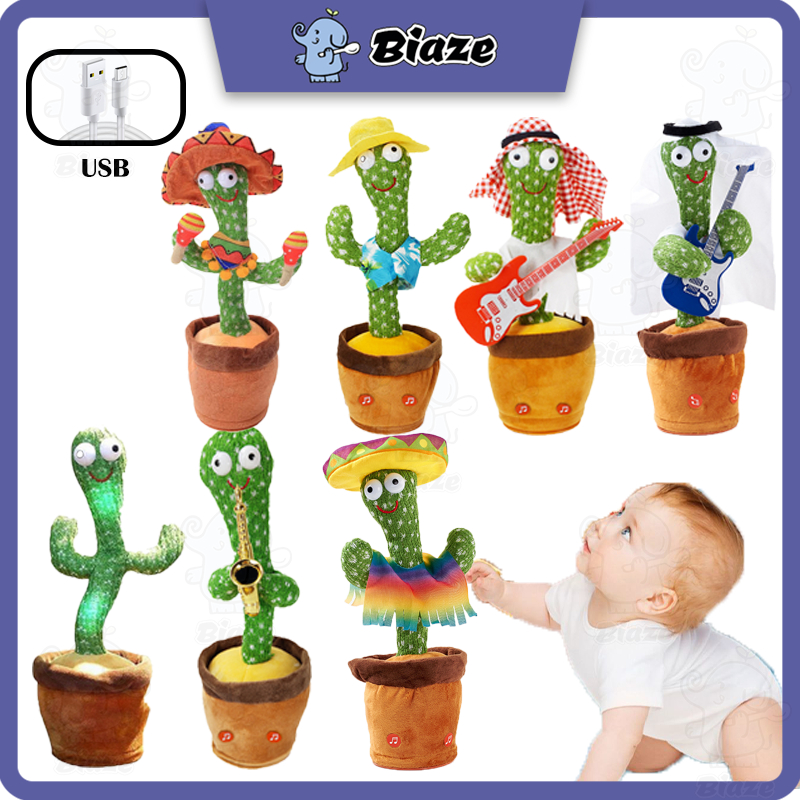 Biaze Cactus Toy Boneka Pintar Kaktus Joget Joged Goyang Bisa Ngomong Rekam Bicara Menari Dance Dancing