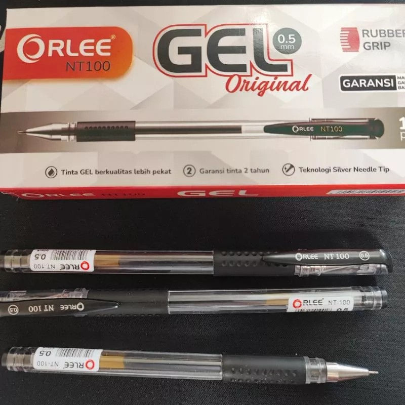 

Pulpen/ Bolpoin/ Bolpen Gel 0,5mm Warna Hitam Merek Orlee NT100 1 Pack (isi 12pcs)