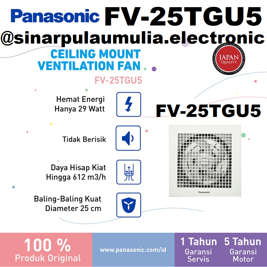 Panasonic Kipas Ceiling Exhaust Fan 10" - FV-25TGU5 / FV 25TGU5 / 25TGU / FV25TGU
