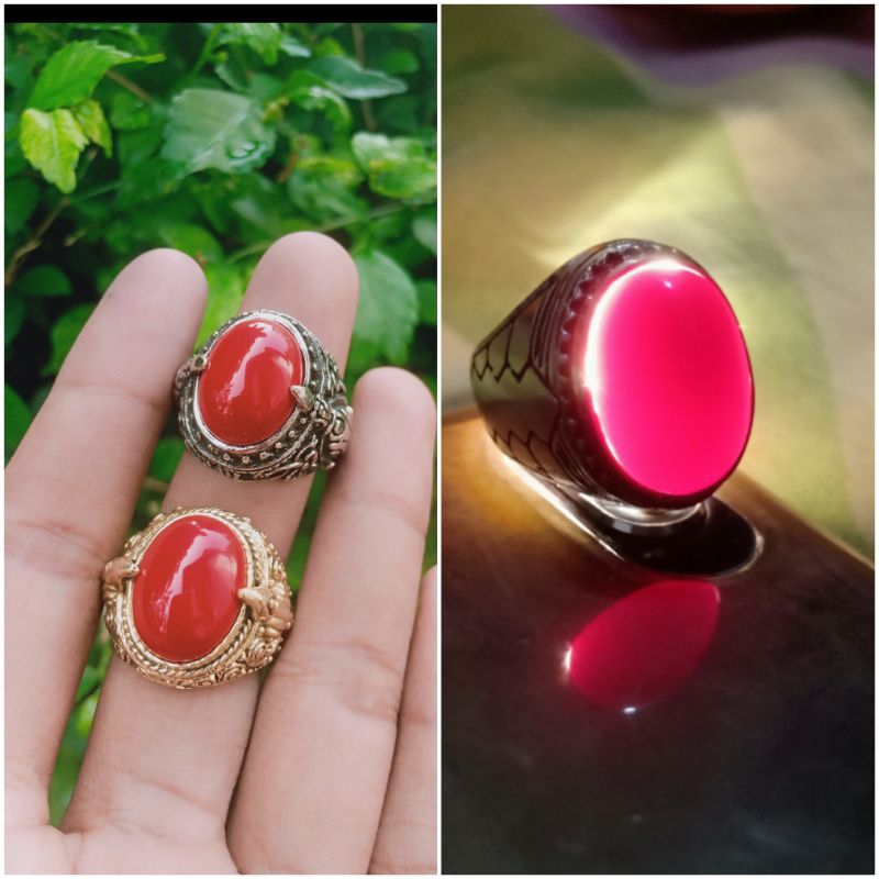 cincin akik batu Marjan tembus cahaya / cincin akik batu Marjan murah / cincin Marjan asli ngristal 