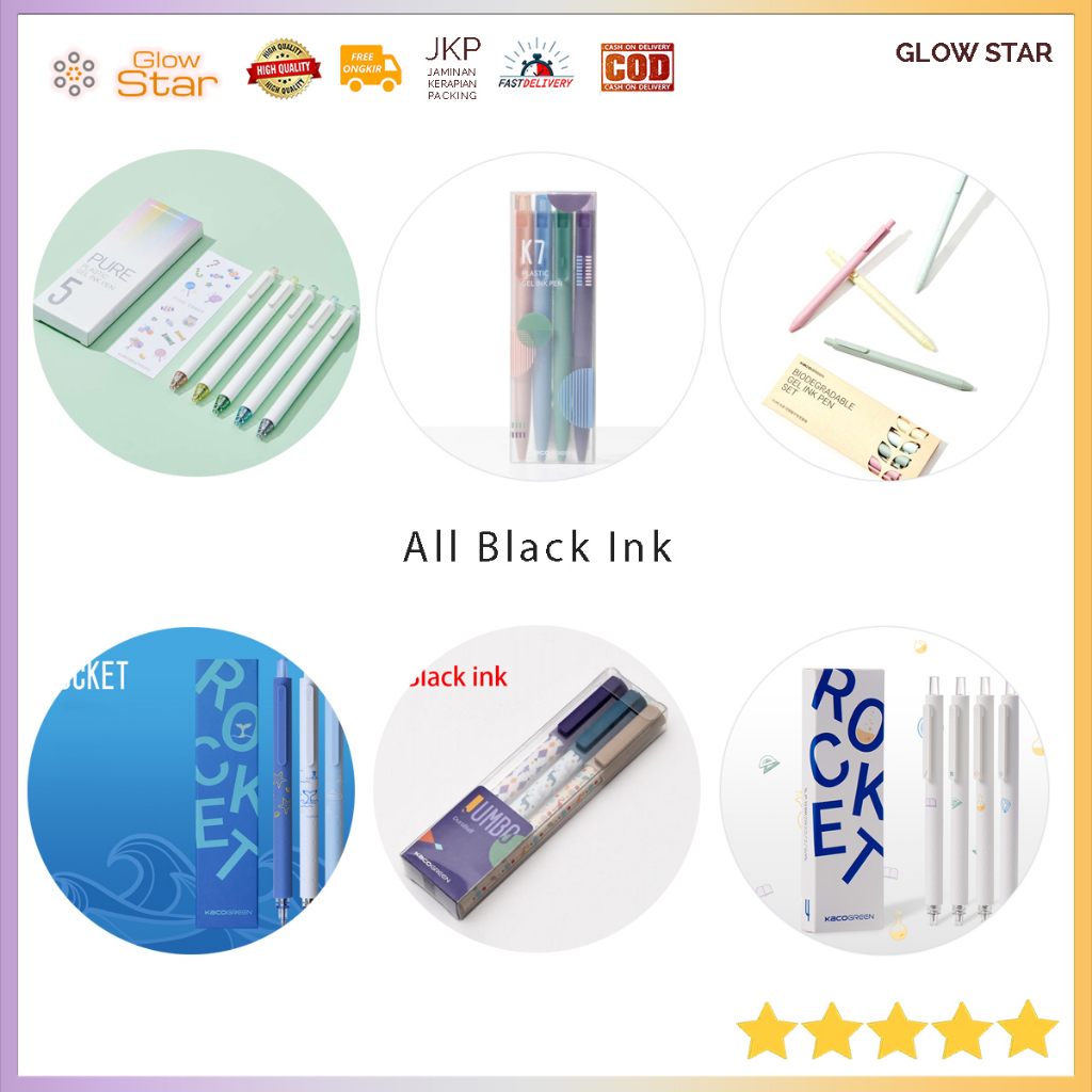 Set Kaco PURE Pena Pulpen Tinta Hitam isi 3/4/5 Gel 0.5mm Soft Touch Candy Tinta Hitam bolpen premium xiaomi Northern Europe Tinta Hitam case marine blue