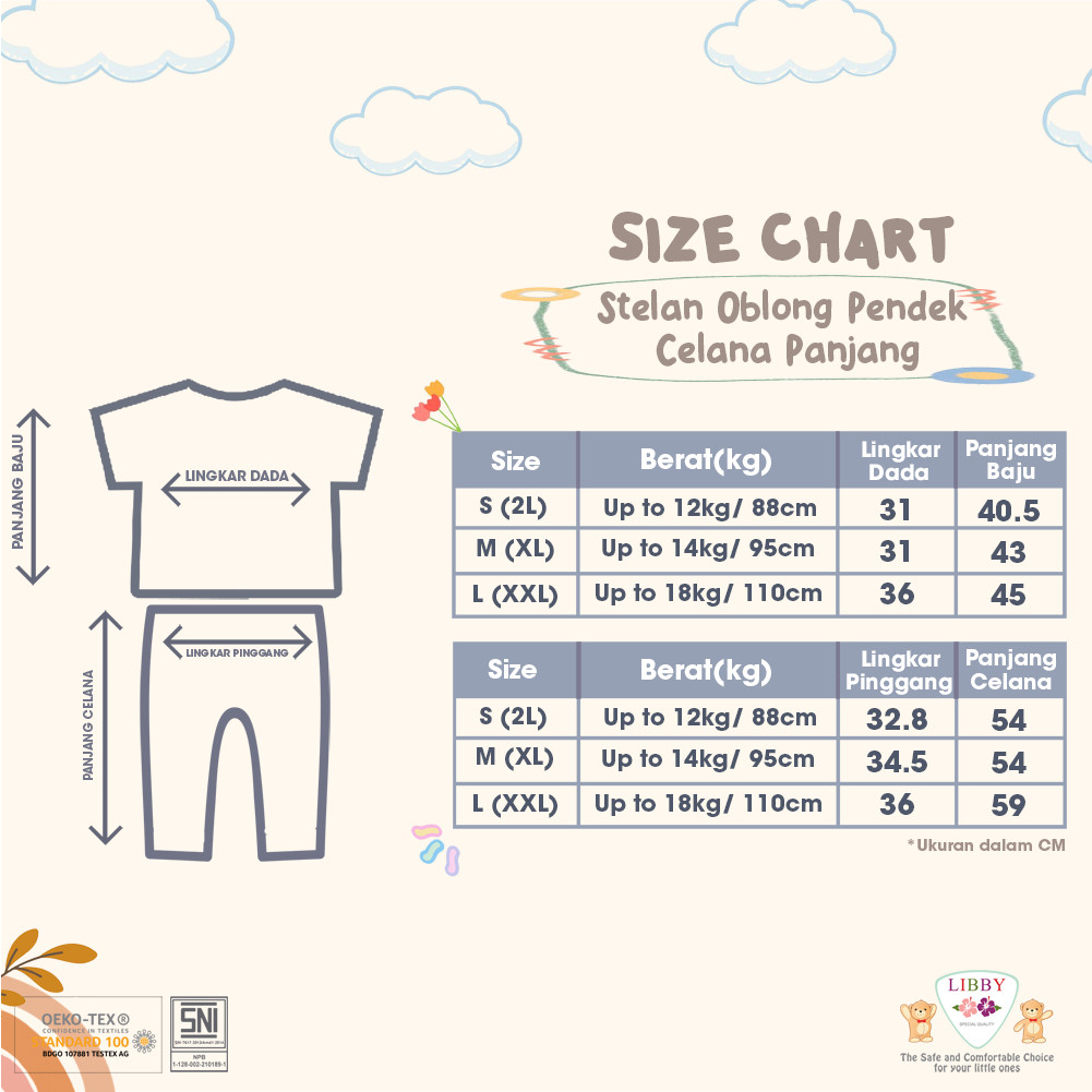 Libby Setelan Oblong Pendek Celana Panjang Summer Games Baby Collection