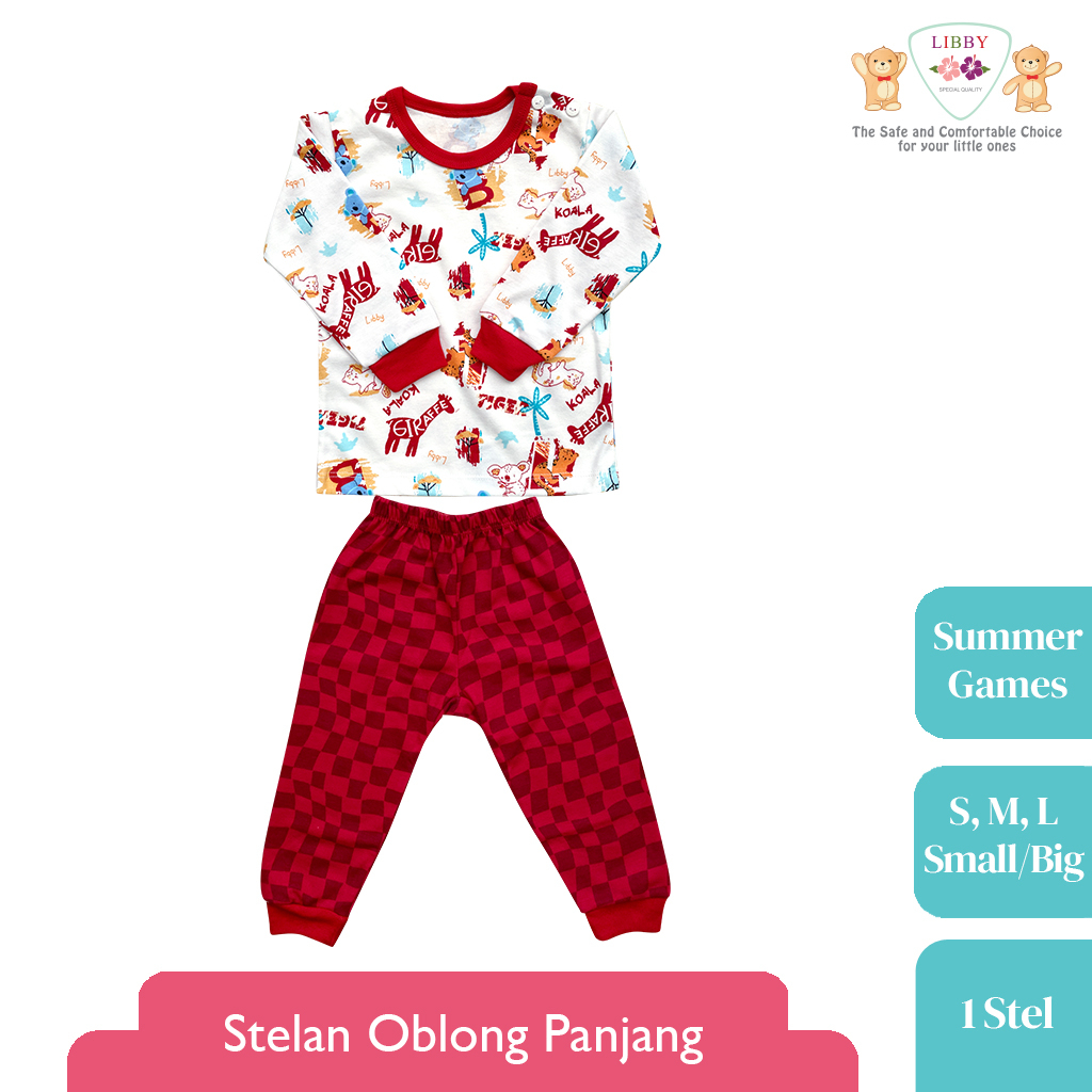 Libby Setelan Oblong Panjang Celana Panjang Motif Summer Games