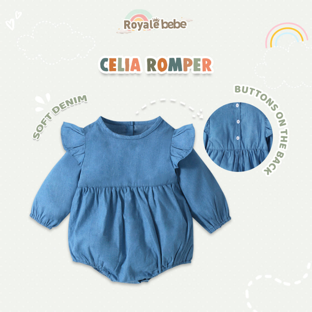 ROYALE BEBE CELIA ROMPER / MAX ROMPER BAJU ROMPER ANAK BAYI PEREMPUAN ROMPER ANAK BAYI LAKI-LAKI 6-18 BULAN