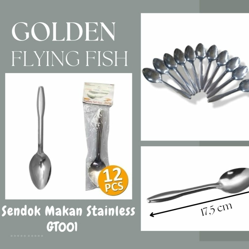 SENDOK / GARFU SM001 GT001 (1 LUSIN = 12 PCS) - SENDOK / GARFU MAKAN GOLDEN FLYING FISH