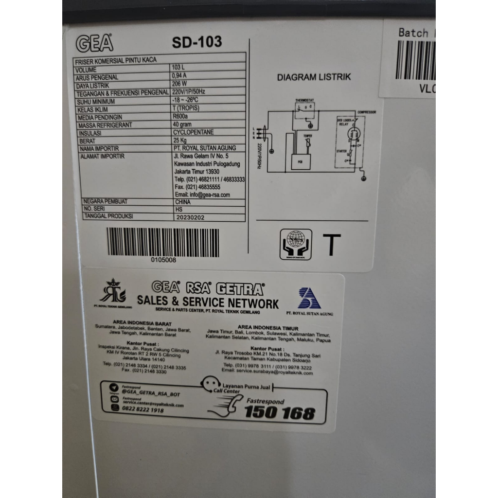 GEA CHEST FREEZER SLIDING SD-103 / SD 103