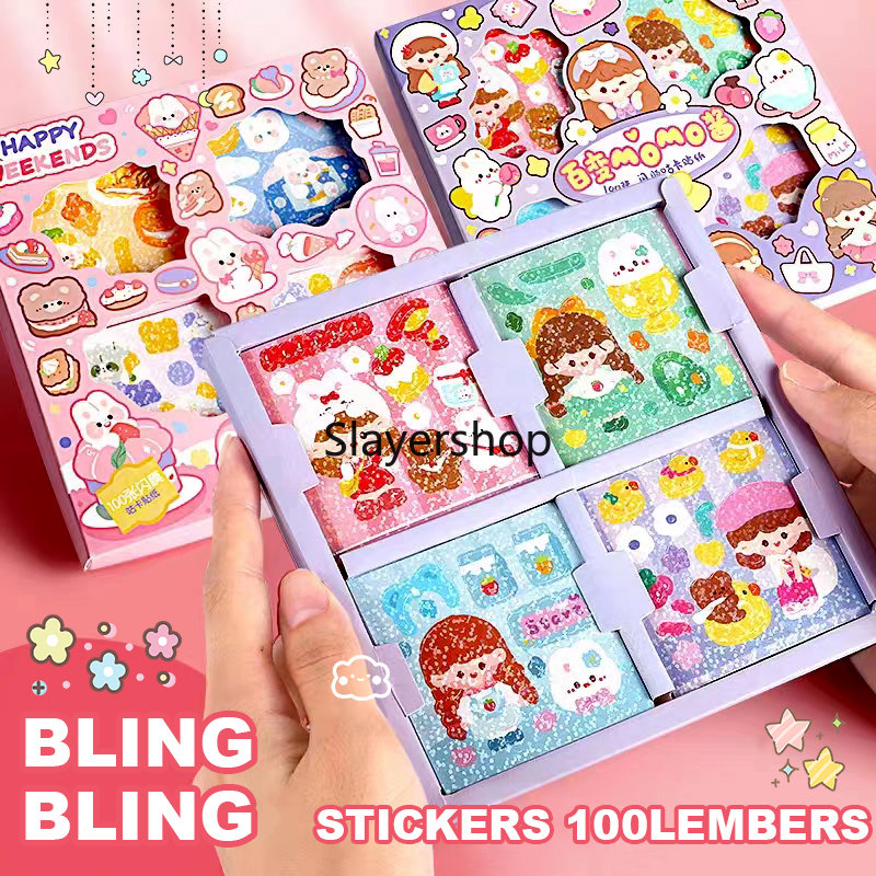 

Stiker Box Momo 1 Box Isi 100 Lembar Sticker Glitter