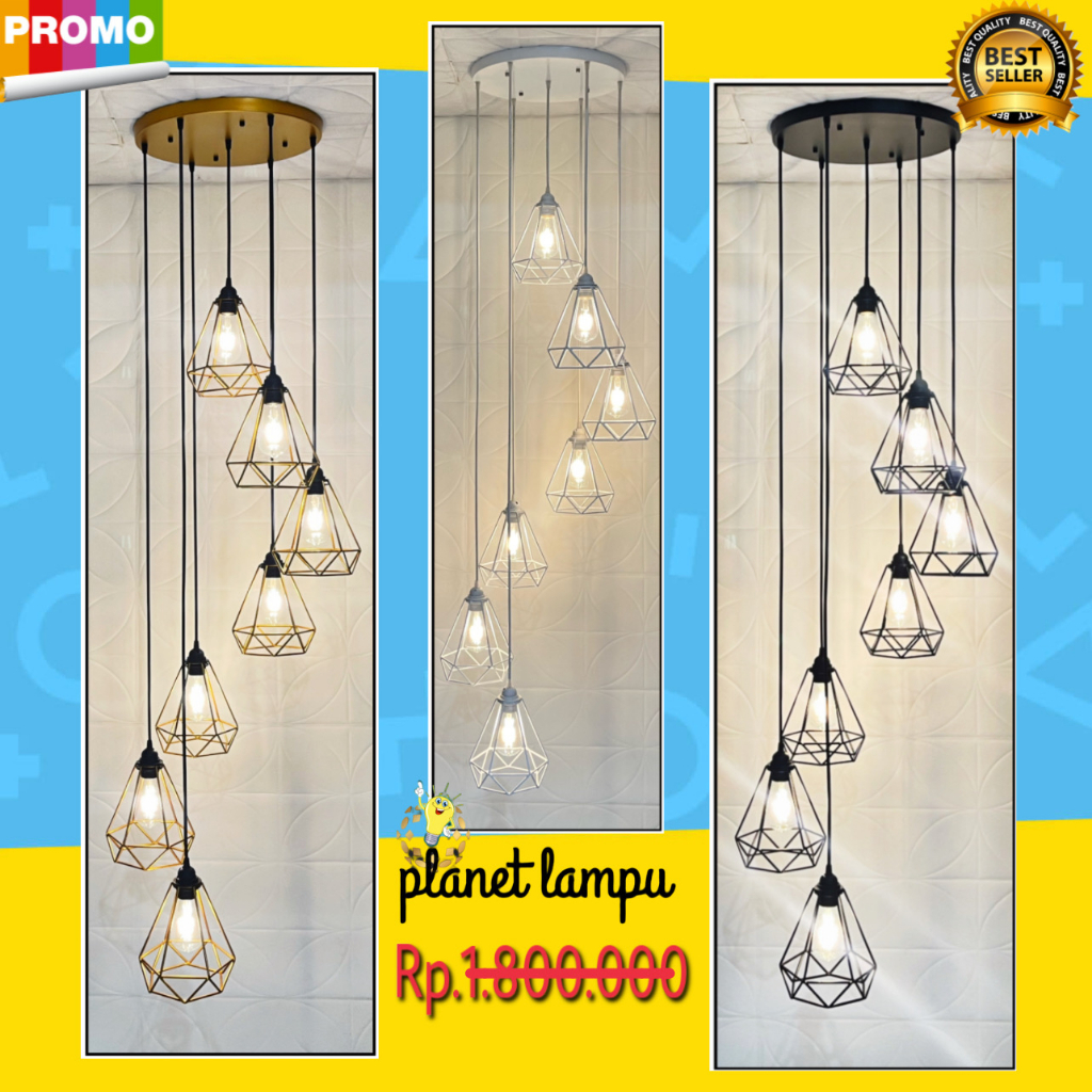 Lampu Gantung Hias Void 7 in 1 Tangga Minimalis Modern bernuansa Vintage dan Klasik Sangat Cocok Unt