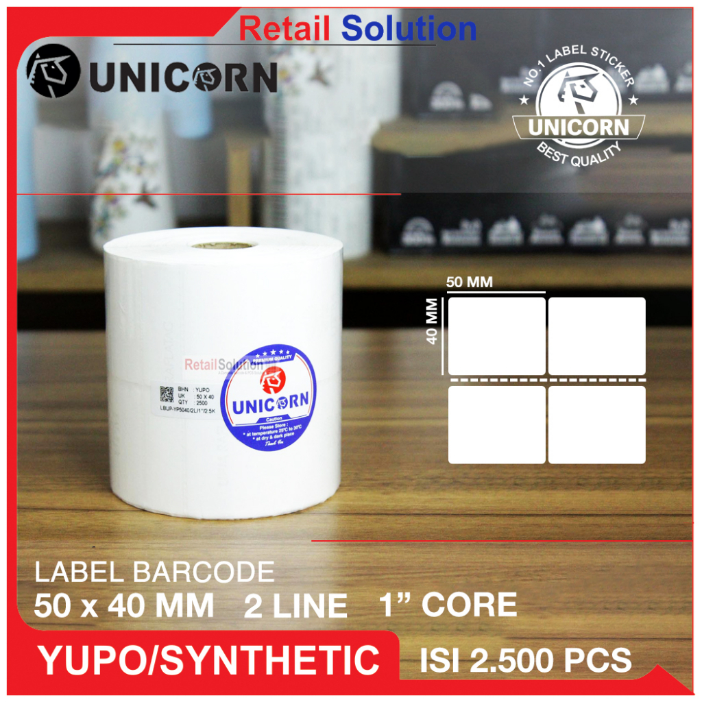 

Stiker Barcode Label YUPO - 50x40 mm / 50x40mm / 50x40 mm / 5x4 cm